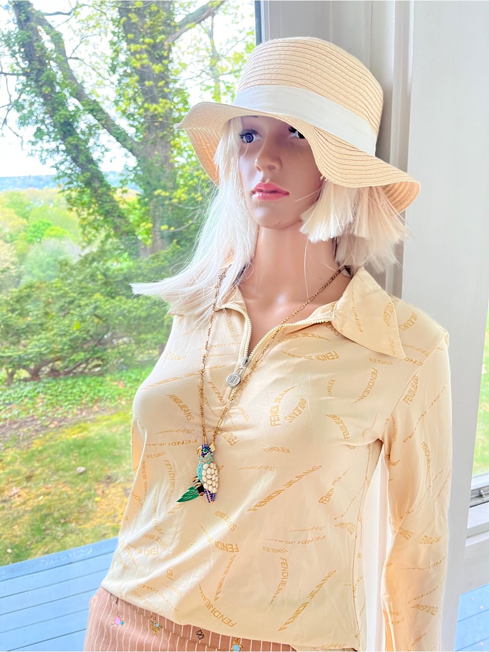 Fendi Blouse Ivory Logo Button Down - Picture 3 of 8